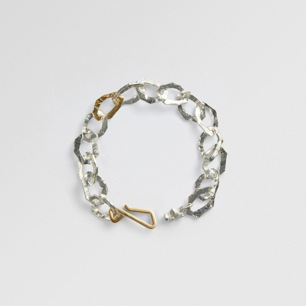 Grim Large 18K Gold & Silver Bracelet w. Gold Link