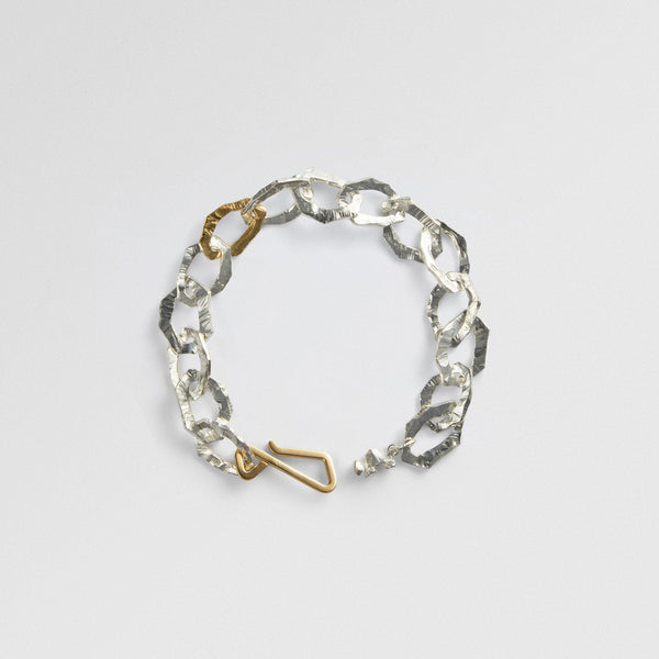 Grim Large 18K Gold & Silver Bracelet w. Gold Link
