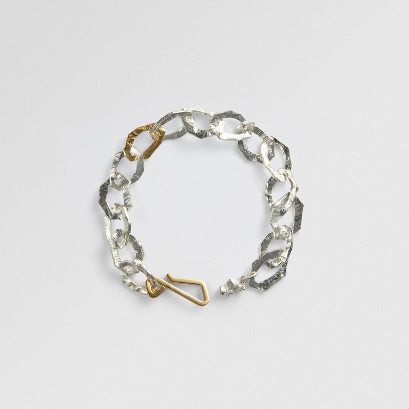 Grim Large 18K Gold & Silver Bracelet w. Gold Link