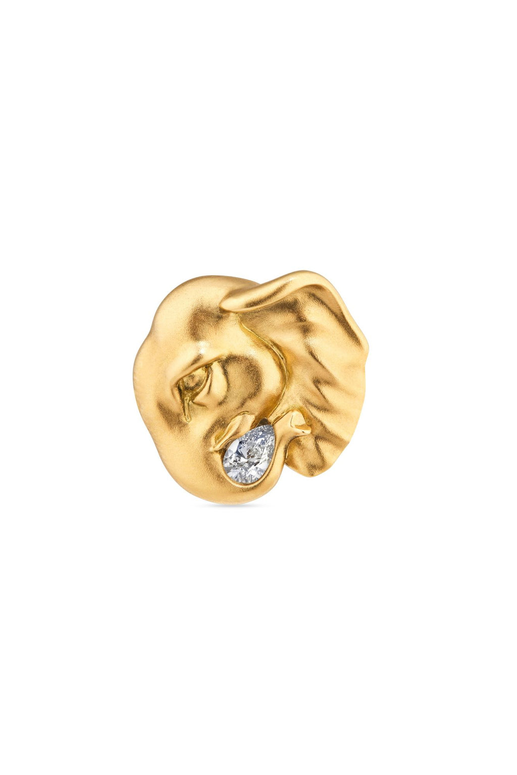 Elephant 18K Gold Ring w. Lab-Grown Diamond