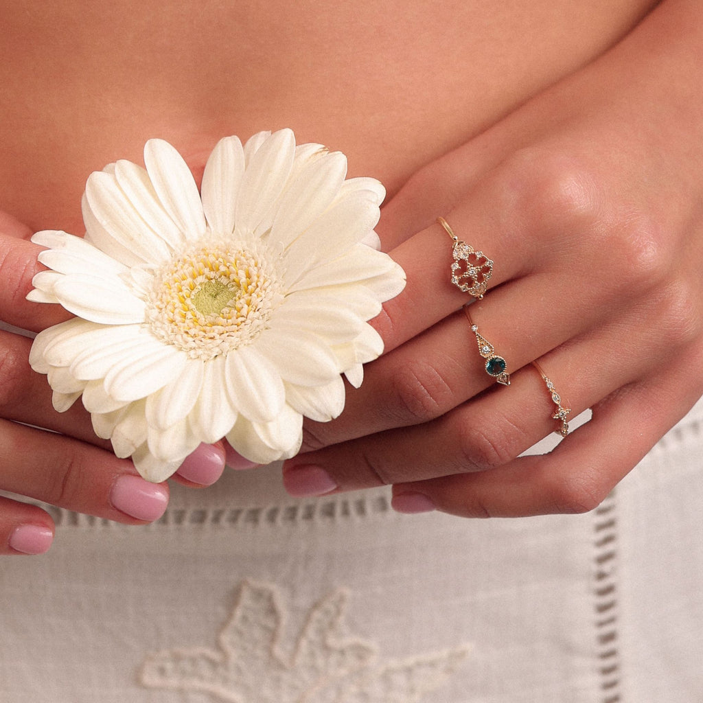 Princess Greta 18K Gold Ring w. Diamonds