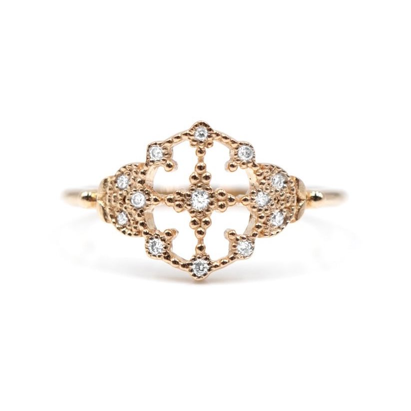 Princess Greta 18K Gold Ring w. Diamonds