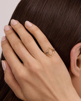 Eboris Link 18K Gold Ring w. Blue Saphires