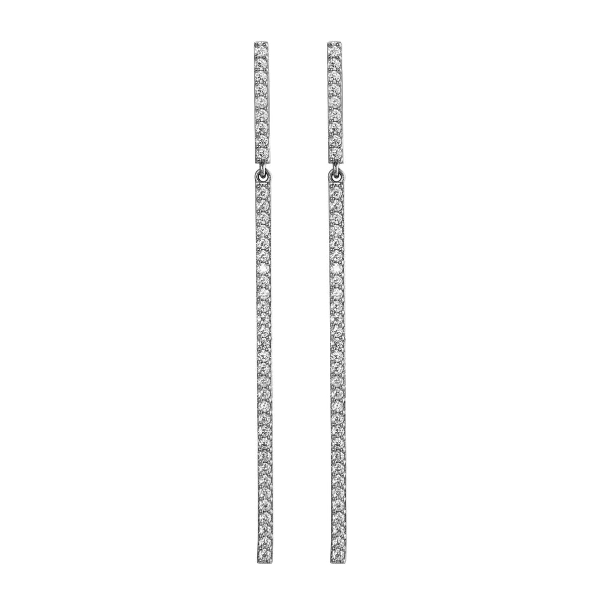 Bar Black Rhutenium on Silver Earrings w. Zirconia