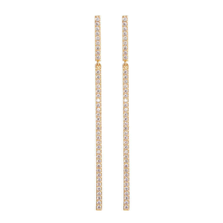 Bar Gold Vermeil Earrings w. Zirconia