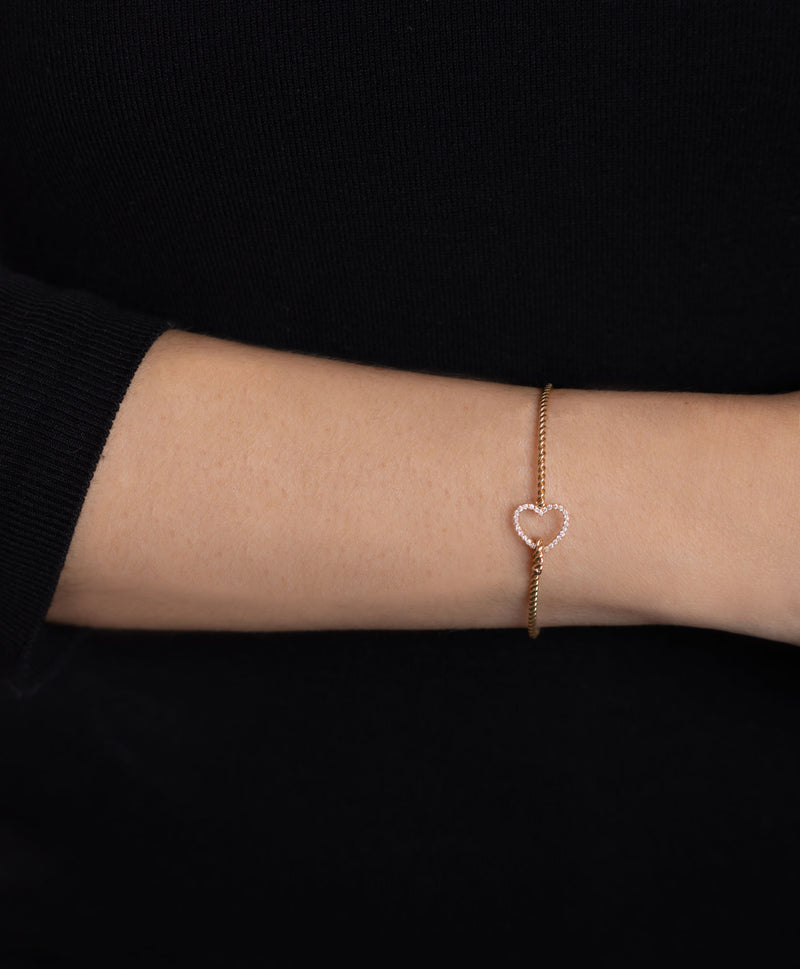 Heart 18K Gold, Whitegold or Rosegold Bracelet w. Diamonds