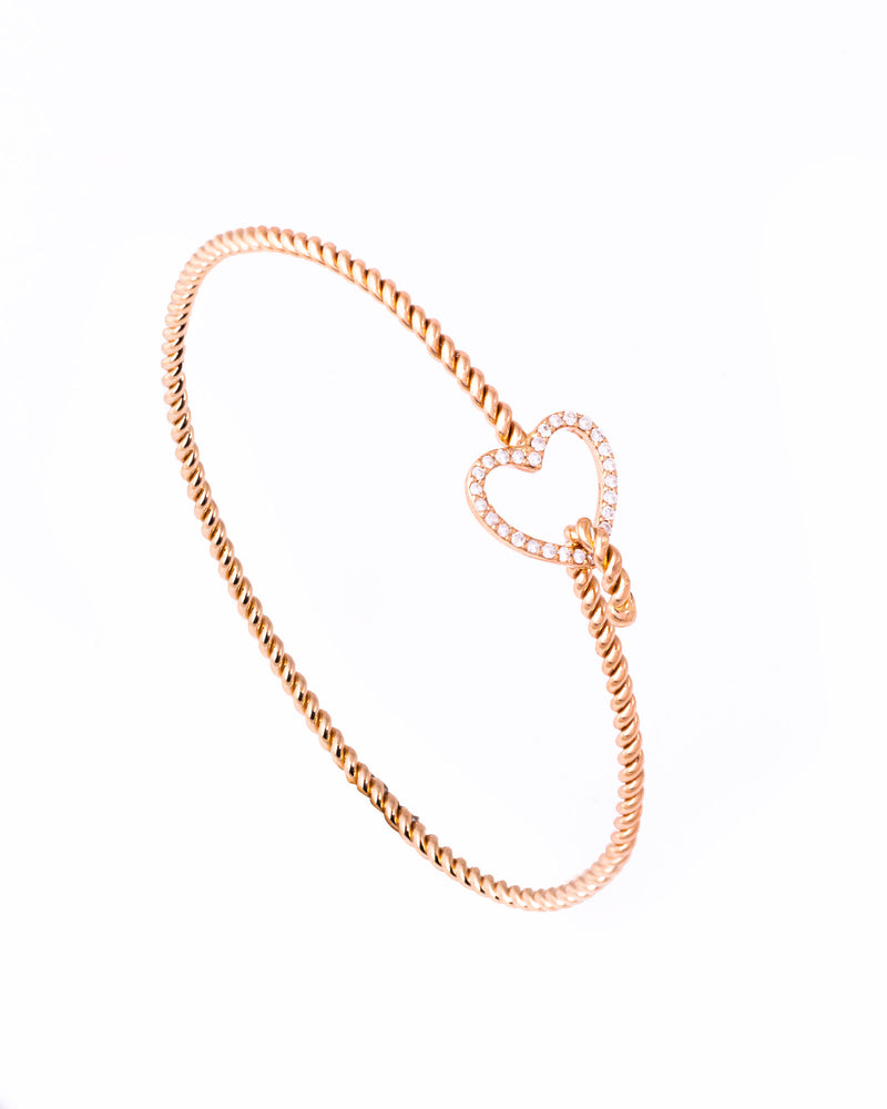 Heart 18K Gold, Whitegold or Rosegold Bracelet w. Diamonds