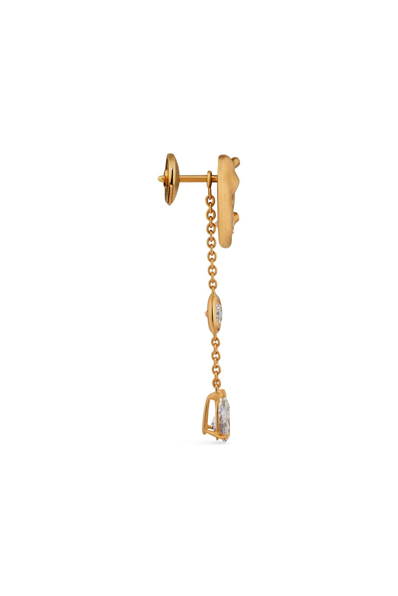 Elephant 18K Gold & Silver Earrings w. Lab-Grown Diamond