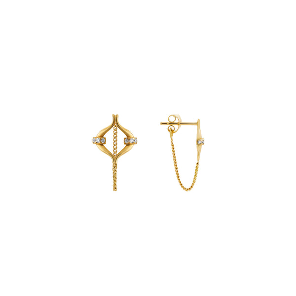 Eboris Chain Link 18K Gold Earring w. Lab-Grown Diamonds