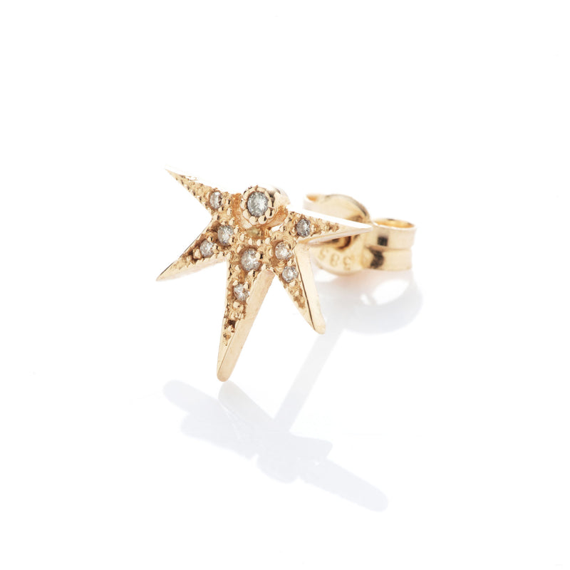 Half-Star Janis 18K Gold Earring w. Diamonds