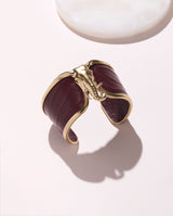 Elefant Bordeau Læder & 18K Guld Armring
