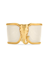Elefant Hvidt Læder & 18K Guld Armring