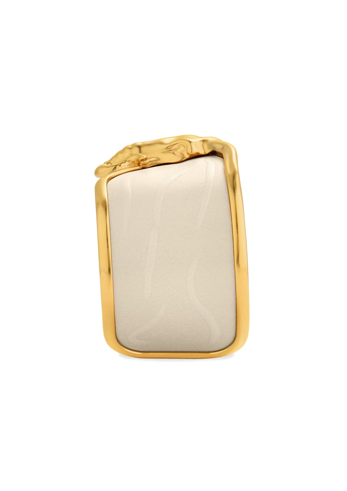Elefant Hvidt Læder & 18K Guld Armring