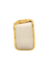 Elefant Hvidt Læder & 18K Guld Armring