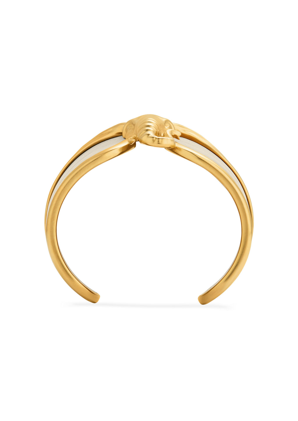 Elefant Hvidt Læder & 18K Guld Armring