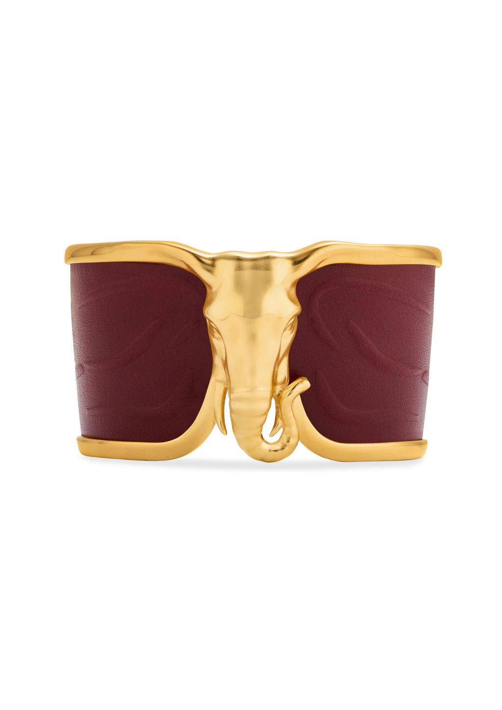 Elefant Bordeau Læder & 18K Guld Armring