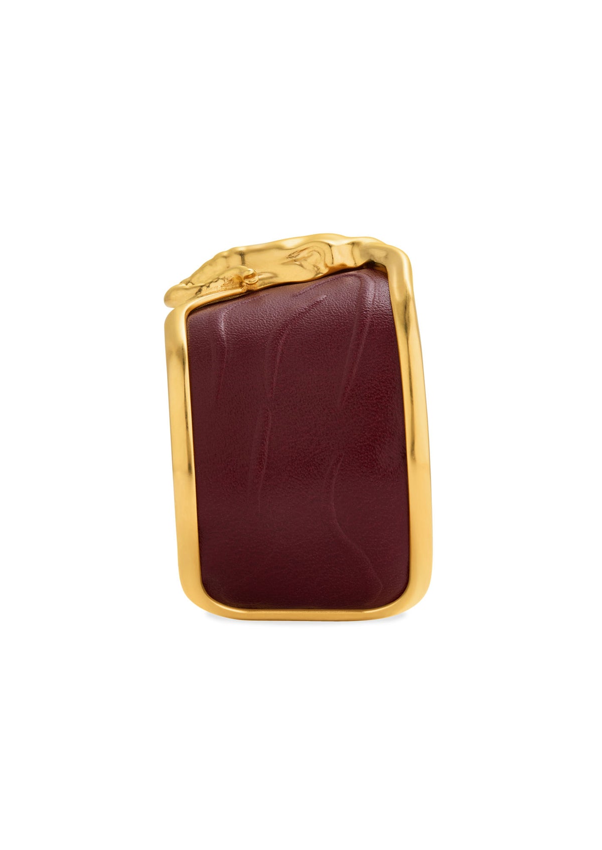 Elefant Bordeau Læder & 18K Guld Armring
