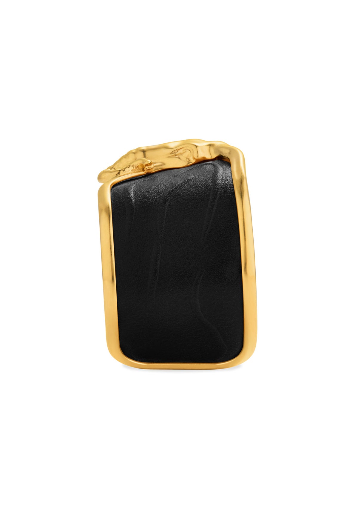 Elephant Black Leather & 18K Gold Bangle