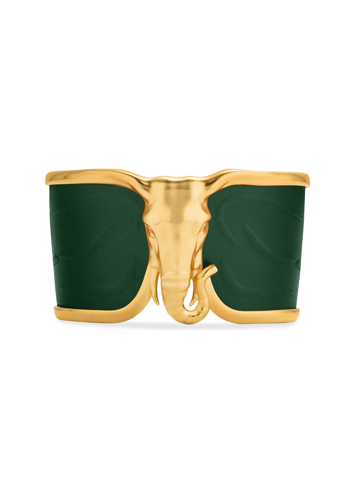 Elefant Grønt Læder & 18K Guld Armring