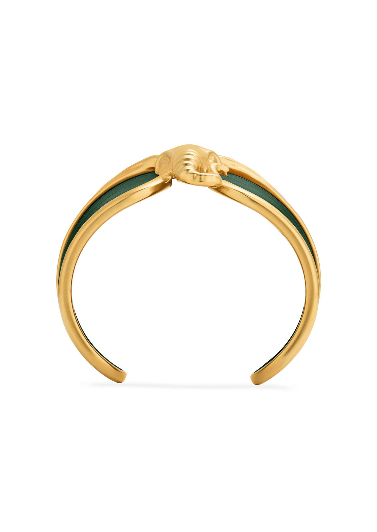 Elefant Grønt Læder & 18K Guld Armring