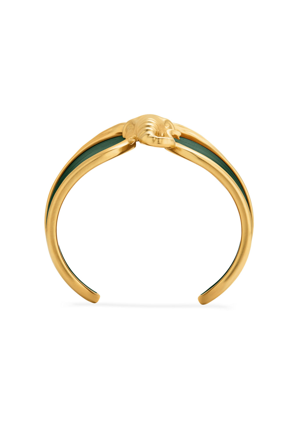 Elefant Grønt Læder & 18K Guld Armring
