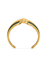 Elefant Grønt Læder & 18K Guld Armring