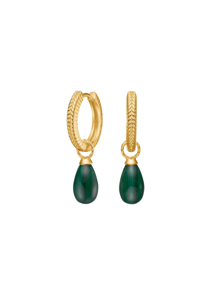 Tessa Gold Plated Earrings w. Malachite