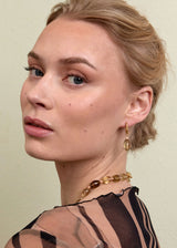 Evita Gold Plated Earrings w. Lemon Quartz & Pearl