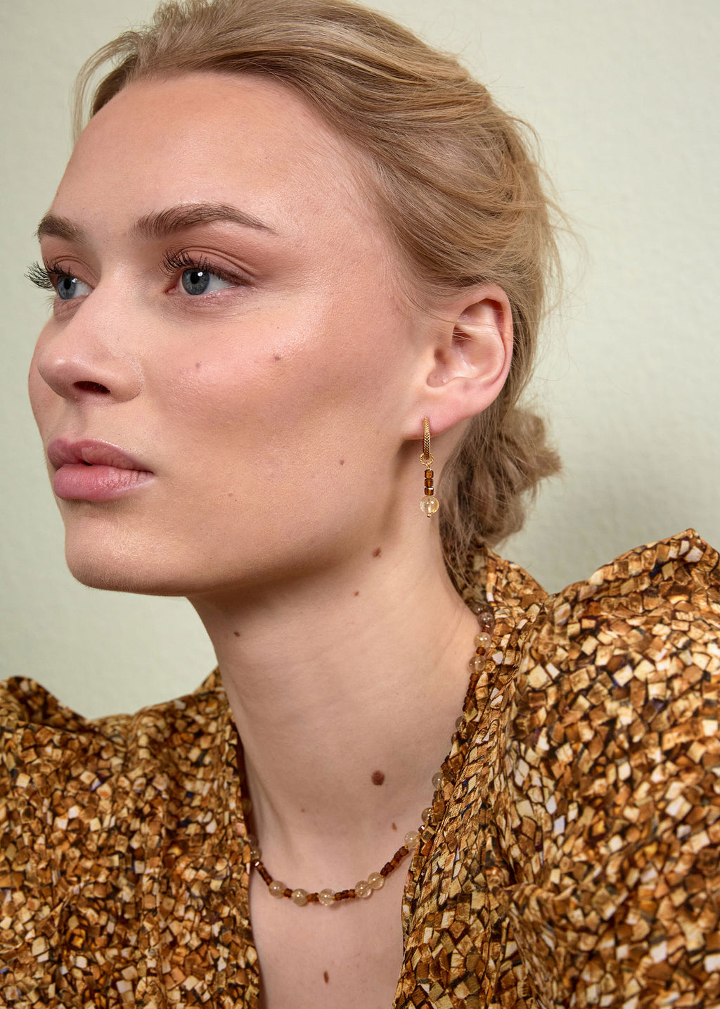 Safran Gold Plated Earrings w. Golden Rutile Quartz & Yellow Tourmalines