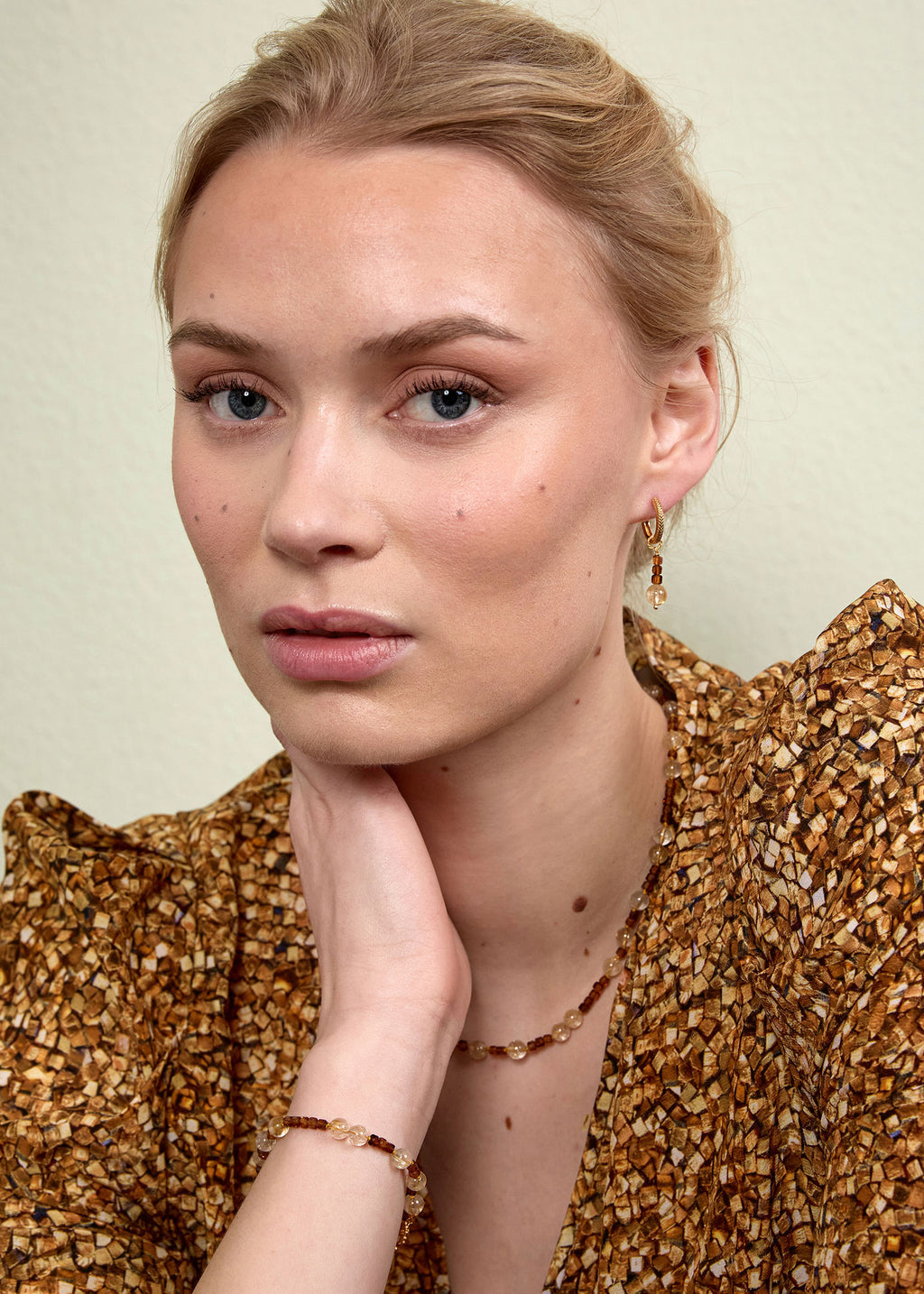 Safran Gold Plated Earrings w. Golden Rutile Quartz & Yellow Tourmalines