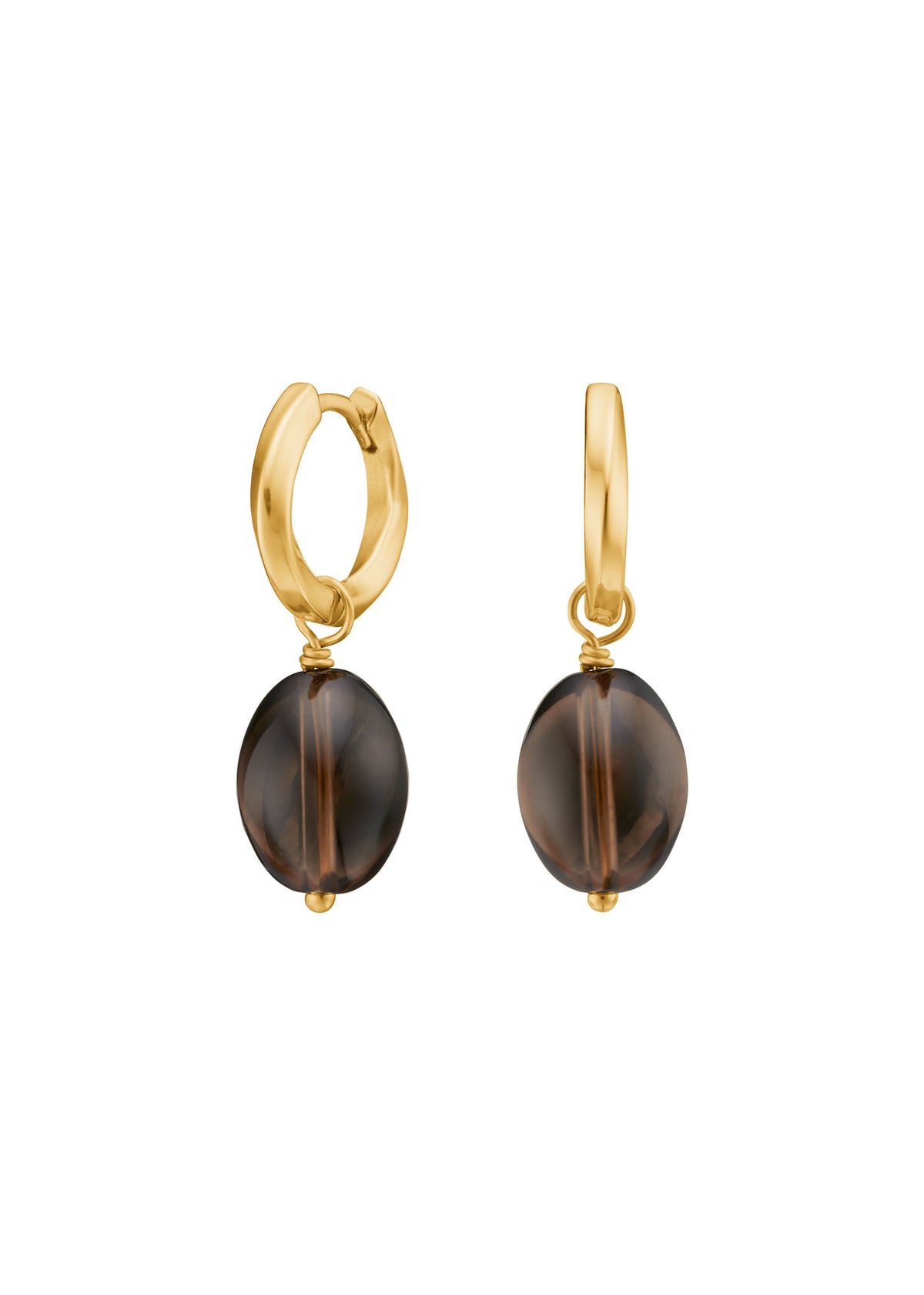 Moiree Gold Plated Earrings w. Smokey Quartz