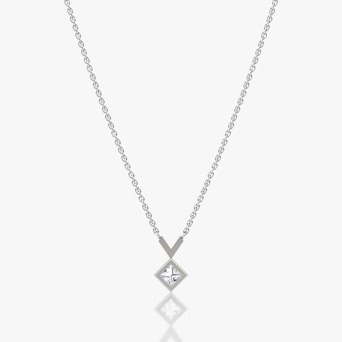 Arrow 14K Whitegold Necklace w. Lab-Grown Diamond
