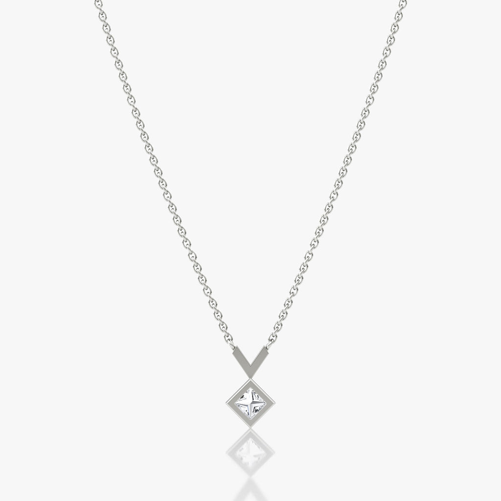 Arrow 14K Whitegold Necklace w. Lab-Grown Diamond