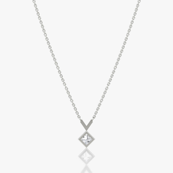 Arrow 14K Whitegold Necklace w. Lab-Grown Diamond