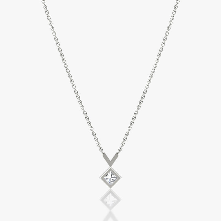Arrow 14K Whitegold Necklace w. Lab-Grown Diamond