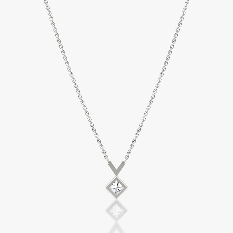 Arrow 14K Whitegold Necklace w. Lab-Grown Diamond