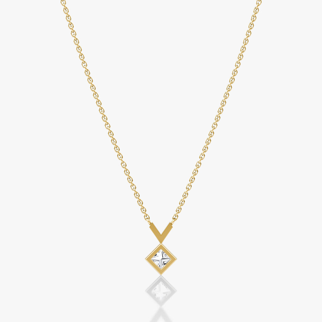 Arrow 14K Gold Necklace w. Princess Cut Lab-Grown Diamond