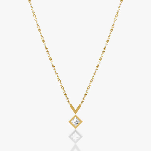 Arrow 14K Gold Necklace w. Princess Cut Lab-Grown Diamond