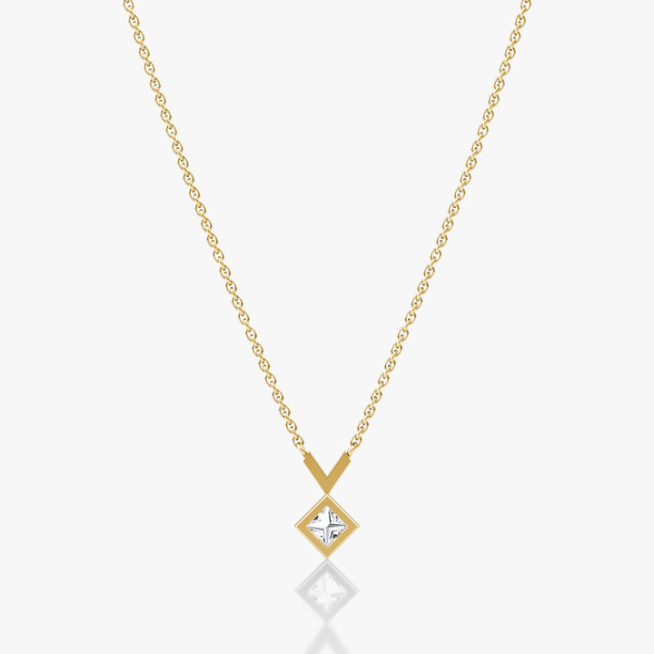 Arrow 14K Gold Necklace w. Princess Cut Lab-Grown Diamond