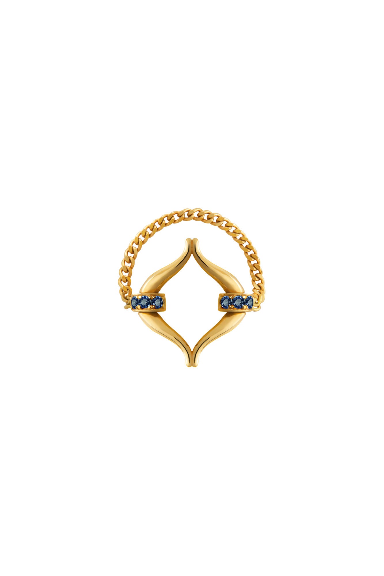 Eboris Link 18K Gold Ring w. Blue Saphires