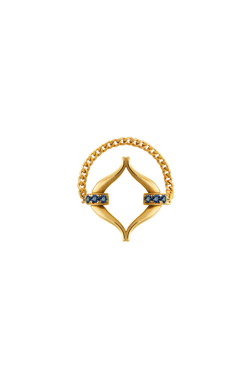 Eboris Link 18K Gold Ring w. Blue Saphires