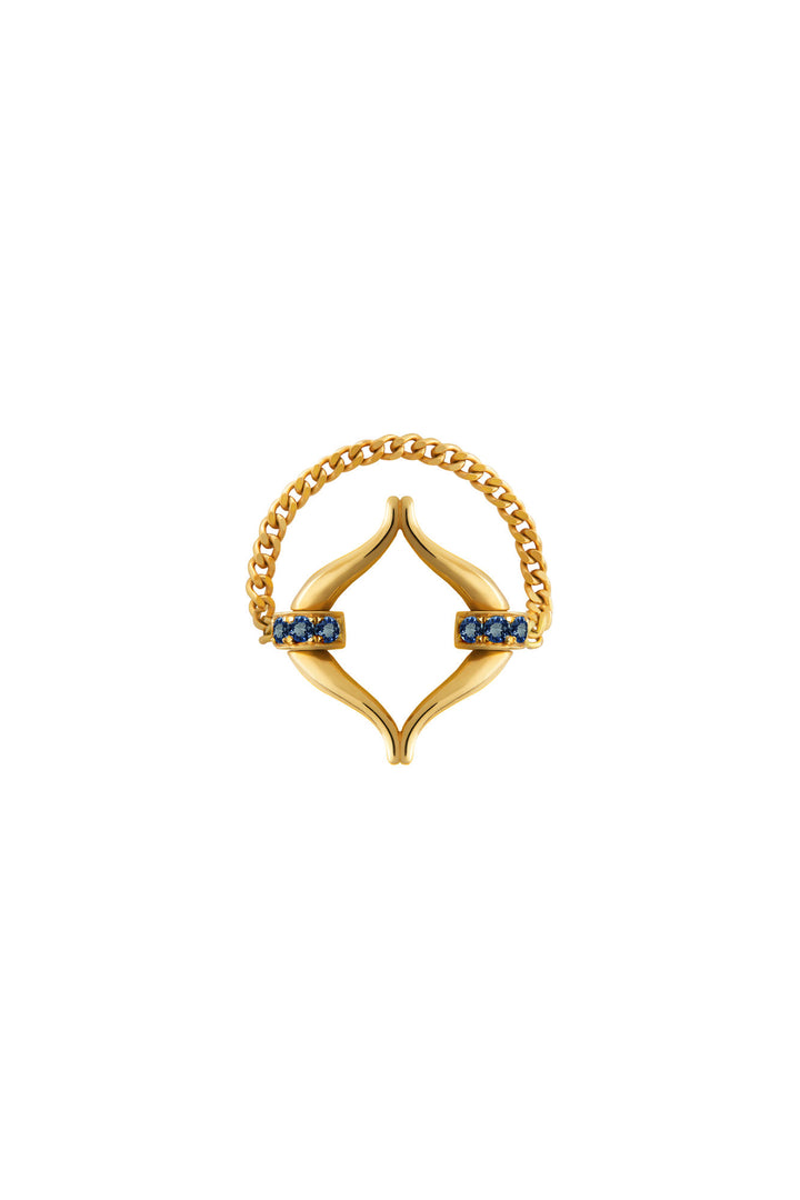 Eboris Link 18K Gold Ring w. Blue Saphires