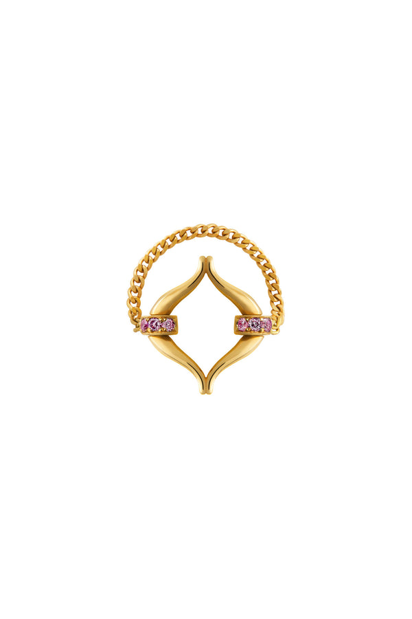 Eboris Link 18K Gold Ring w. Pink Saphires