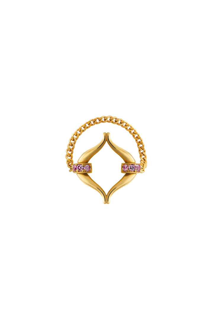 Eboris Link 18K Gold Ring w. Pink Saphires