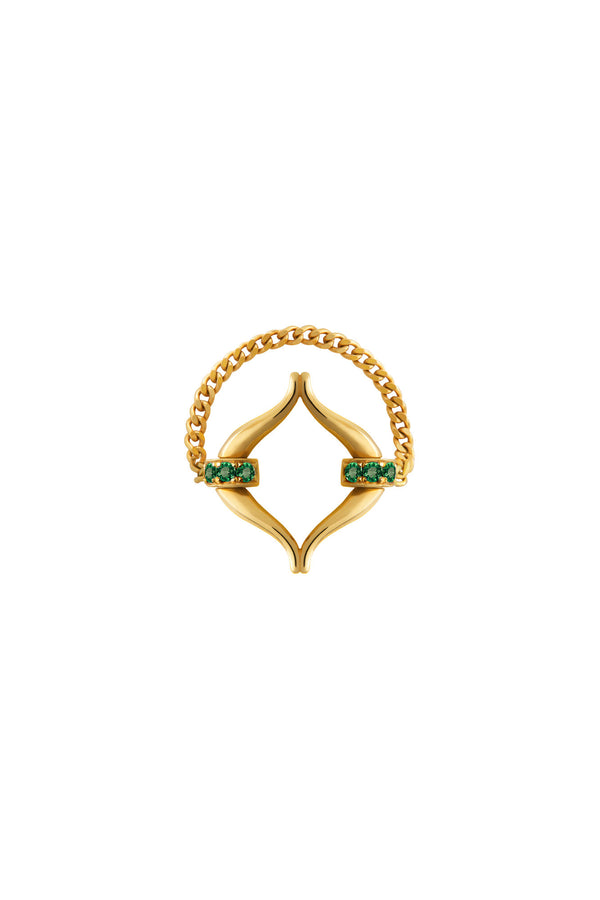 Eboris Link 18K Gold Ring w. Green Tsavorites