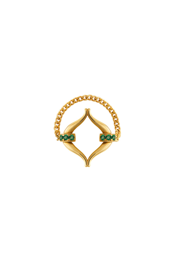 Eboris Link 18K Gold Ring w. Green Tsavorites