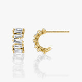 Baguette 14K Gold Hoops w. Lab-Grown Diamonds