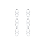 Baguette Paper Clip White Rhodium on Silver Earrings w. Zirconia