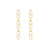 Baguette Paper Clip Gold Vermeil Earrings w. Zirconia