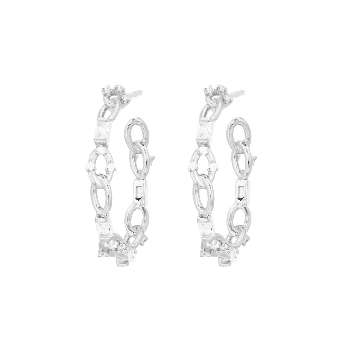 Baguette -Kette weißes Rhodium auf silbernen Reifen w. Zirkonia